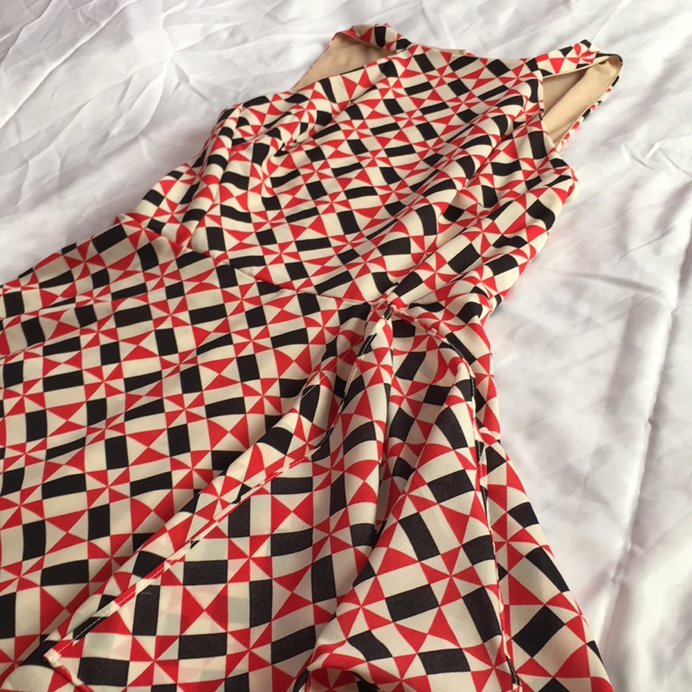 Eva Franco Jenna dress cream black red geometric - Picture 3 of 6